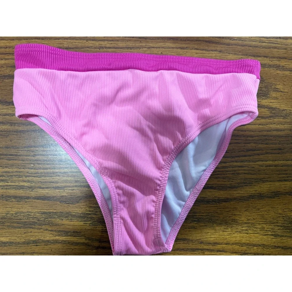 Mirawise‎ Girls Pink Metallic Swimsuit Set w/ Hair Accessory One Shoulder 12-13Y